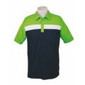Men's Polo Shirt w/ 3 Contrasting Color Front Panels - 25 Day Custom Overseas Express